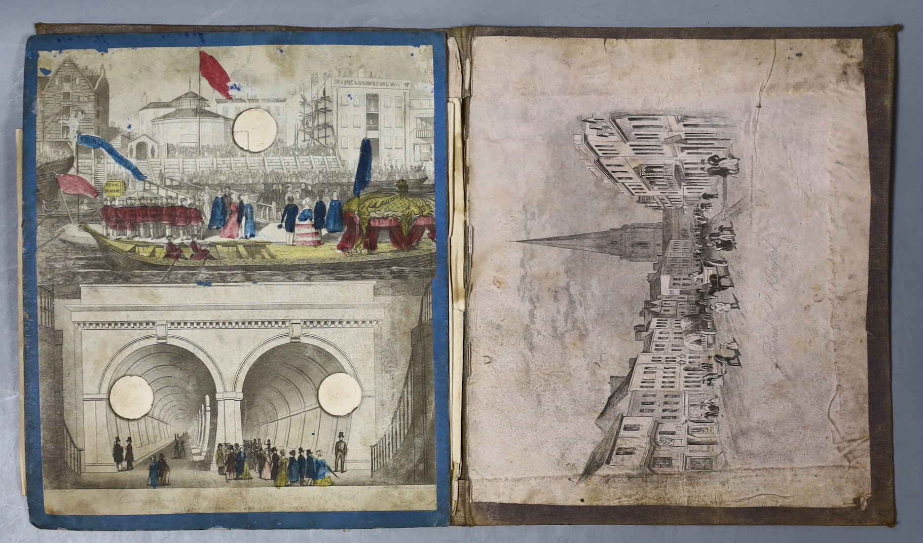 A folded paperwork panorama, Thames Tunnel, c.1843